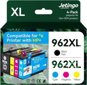 Ennovor 962xl Ink Cartridges Combo Pack for HP 962XL Black and Color Replacement for HP OfficeJet Pro 9010e 9015e 9010 9012 9015 9018e 9025e Printers (4-Pack Black Cyan Magenta Yellow)