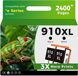 Ennovor 910XL 2 Black Ink Cartridges Compatible for HP 910 XL Work with Officejet Pro 8020e 8025e 8028e 8035e 8020 8025 8028 8035 OfficeJet 8015e 8022e 8010e 8012e 8010 8022 8015 8018 Printer, 2 Pack