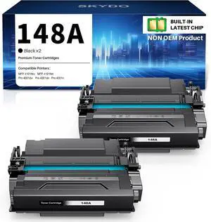Ennovor 148A Toner Cartridge Black (with Chip) Compatible Replacement for HP 148A W1480A 148X W1480X Work for MFP 4101fdn 4101fdw 4001dn Laserjet Pro 4001dw 4001n Printer (2 Pack)
