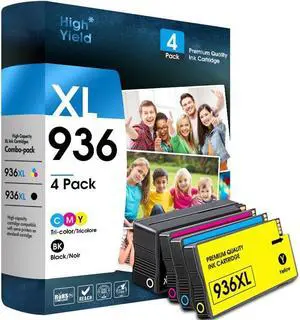 Ennovor 936 936XL Ink Cartridges Ink 936 Ink Cartridges Combo Pack Replacement for HP 936 936 XL for Officejet Pro 9110b 9125e 9135e 9128e 9130b Wide Format 9730e Officejet 9122e(1BK+1C+1M+1Y) (936-1)