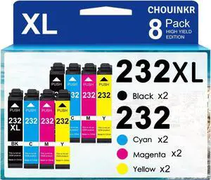 Ennovor 232xl Ink Cartridges Remanufactured Replacement for Epson Ink 232xl 232 XL with Expression Home XP-4200 XP-4205, Workforce WF-2930 WF-2950 (Black Cyan Magenta Yellow, 8 Pack)