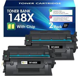 Ennovor 148X 148A Toner Cartridge Black High Yield Compatible Replacement for HP 148X 148A W1480X W1480A for HP Laserjet Pro 4001dw 4001dn 4001n MFP 4101fdw 4101fdn Printer Ink (with Chip) 2Pack
