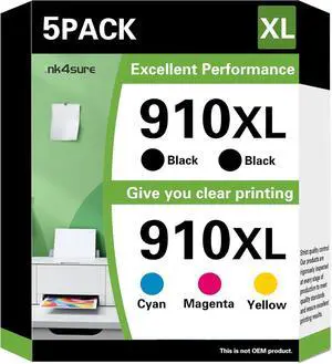 Ennovor 910XL 910 XL Ink Cartridges 5 Combo Pack (2Black/Cyan/Magenta/Yellow) Compatible for HP 910 XL for HP910 HP910XL for HP Officejet Pro 8020 8025 8028 8030 8035 8010 8015 8018 8022