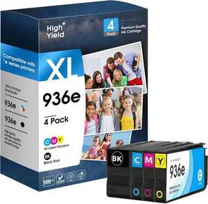 Ennovor 936e 936XL Ink Cartridges Compatible for HP 936 Ink Cartridges Works with HP OfficeJet 9122e; OfficeJet Pro 9110b, 9125e, 9128e, 9130b, 9135e; OfficeJet Pro Wide Format 9730e (936e BK C M Y)