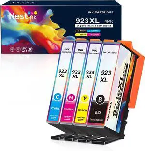 Ennovor 923e XL High Yield Ink Cartridges Combo Pack Replacement for HP 923 / 923e XL Ink Cartridges Work with for HP OfficeJet Pro 8120/8123/8130/8133 Printer a Set of (4 Pack BK/C/Y/M)