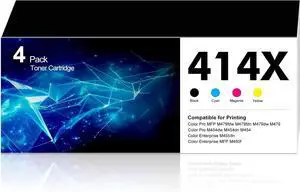 Ennovor 414X Toner Cartridges 4 Pack Replacement for 414X 414A W2020X W2020A Works for Color Pro MFP M479fdw M479fdn M454dw M454dn M479 M454 Printer, Black Cyan Yellow Magenta (with Chip)