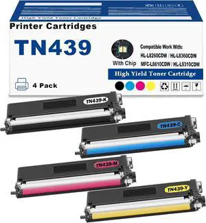 Ennovor TN-439 TN439 Toner Cartridge Compatible Brother TN-439BK TN-439C TN-439M TN-439Y for use with Brother HL-L8260CDW HL-L8360CDW MFC-L8610CDW HL-L9310CDW Printer Black Cyan Magenta Yellow