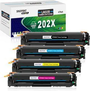 Ennovor Toner Cartridge Replacement for HP 202X CF500X CF500A 202A Use for HP Color Pro MFP M281fdw M281cdw M254dw M281fdn 281fdw M254 M281 Toner Printer (Black Cyan Yellow Magenta, 4-Pack)