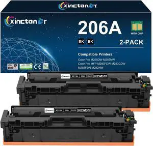 Ennovor 206A Black Toner Cartridge 2 Pack Replacement for HP 206A Toner 206X W2110X W2110A Toner Work for HP Color Laser Jet Pro MFP M283fdw M283cdw M255dw MFP M283 M255 Series Printer