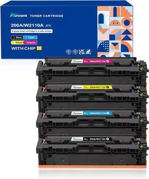 Ennovor for HP 206a toner cartridges 4 pack High Yield Compatible with HP206 206X 206A Toner Cartridges with HP Color Laserjet Pro MFP M283fdw M283cdw M282nw M283fdn W2110A M255dw M255nw (with Chip)