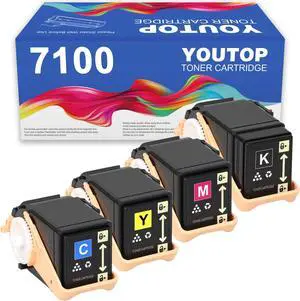Ennovor 4PK 7100 Toner Cartridge (106R02605 106R02601 106R02600 106R02599) Color Set Toner Replacement for Xerox Phaser 7100 Printer