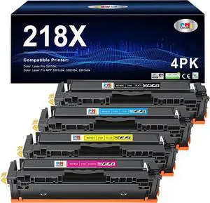 Ennovor 218X Toner Cartridges - 4 Pack (no chip) High-Capacity Replacement for HP 218X W2180X Color Pro MFP 3301fdw 3301cdw 3301sdw 3201dw Printer Ink (Black,Cyan,Magenta,Yellow)