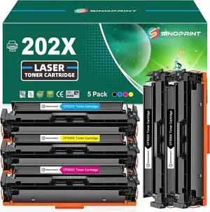 Ennovor Toner Cartridge Replacement for HP 202X CF500X CF500A 202A Use for HP Color Pro MFP M281fdw M281cdw M254dw M281fdn 281fdw M254 M281 Toner Printer (2Black Cyan Yellow Magenta, 5-Pack)