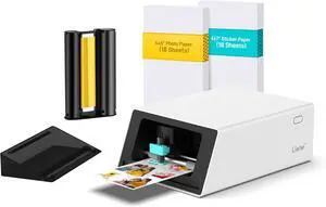 Liene PixCut S1 Color Sticker Printer & Cutting Machine - All-in-One Sticker Maker for DIY Crafts, Custom Labels & Gifts. Thermal Dye-Sublimation Photo Printer, 300 DPI, Precise AI Auto-Cutting
