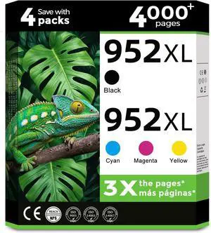 952XL Ink Cartridges Combo Pack for HP 952 XL Printers 8710 7740 Compatible for HP952XL Black Color HP952 4-Pack for OfficeJet Pro 8720 8725 8210 8715 8702 8740 7720 8730 8216 8700 Cyan Magenta Yellow