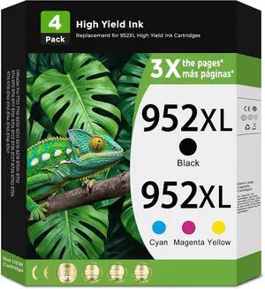 952XL Ink Cartridges Black Color Combo Pack Compatible for HP 952 XL for HP952 HP952XL for OfficeJet 8710 7740 8715 8720 8740 8702 8725 8210 7720 8730 8216 8700 8200 8728 Printer Cyan Magenta Yellow