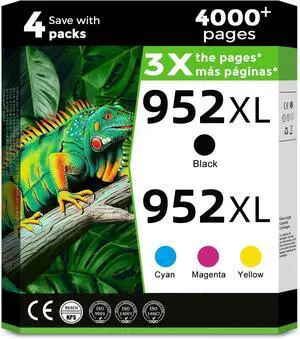 952XL Ink Cartridges Black Color Combo Pack Compatible for HP 952 XL for HP952 HP952XL for OfficeJet 8710 7740 8715 8720 8740 8702 8725 8210 7720 8730 8216 8700 8200 Printer Cyan Magenta Yellow 4 Pack