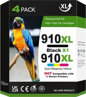 910XL Ink Cartridges for HP Printers Replacement for HP 910XL Ink Cartridges Combo Pack for HP 910 Ink Work for Office Jet Pro 8020 8025 8028 8010 8015 8018 8022 8035 Printer Black and Color, 4 Pack