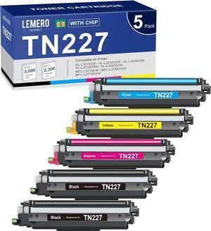 LEMERO UEXPECT TN-227BK/C/M/Y High Yield Toner Cartridge Compatible Replacement for Brother TN227 TN-227 TN227BK TN223BK TN223 TN-223 for MFC-L3770CDW HL-L3290CDW MFC-L3710CW HL-L3270CDW ( 5 Pack)