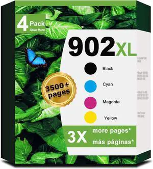 902XL Ink Cartridge Combo Pack for HP 6978 6968 Printer for HP 902 XL Black Color Compatible for HP902 HP902XL OfficeJet 6958 6970 6960 6975 6962 6950 6954 6951 6956 6961 6963 6964 Cyan Magenta Yellow