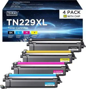 TN229XL TN229 Toner Cartridge Replacement for Brother TN229 XL TN 229XL TN-229XL Toner Work with Brother HL-L3220CDW MFC-L3720CDW HL-L3280CDW HL-L3300CDW MFC-L3780CDW Printer (TN229XLBK/C/M/Y-4 Pack)