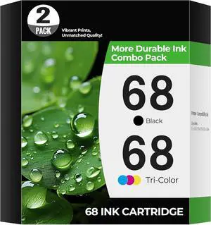 68 Ink Cartridges Black Color Combo Pack Envy 6155e 6555e Compatible for HP 68 Ink Cartridges Compatible for HP Envy 6155e, Envy 6555e, 6155e, 6555e, 6155 e, Printers (2 Pack, 1 Black/1 Tri-Color)