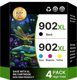 902XL Ink Cartridges for HP Printer Replacement for HP 902XL Ink Cartridges Combo Pack 902 XL for HP OfficeJet Pro 6978 6968 6970 6960 6975 OfficeJet 6958 6962 6950 Printer (Black Cyan Magenta Yellow)