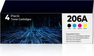 206A Toner Cartridges 4 Pack Replacement Pro MFP M283fdw M283cdw for 206A 206X 206 HP206A HP206X Toner Work for Color Laser Jet Pro MFP M283fdw M255dw M283cdw M283fdn M255nw M282nw Ink Cartridges