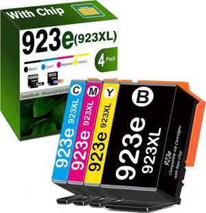 923e Ink Cartridge Combo Pack with Chip Replacement for HP 923 Ink Cartridges for HP Printers 923XL Ink Compatible for HP OfficeJet Pro 8138e 8130e 8135e 8139e OfficeJet 8122e 8120 8123 (4 Pack)