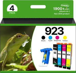 923 Ink Cartridges for HP Printers Replacement for HP 923 Ink Cartridges Combo Pack Without Chip 6C3Y6LN Works for OfficeJet 8122e Pro 8135e 8139e 8138e Printer Black Cyan Magenta Yellow (4-Pack)