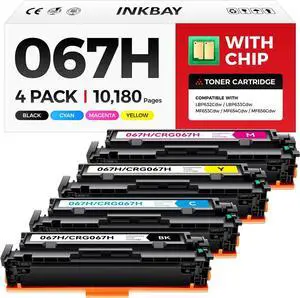 067H 067 Toner Cartridge Set with Chip High Capacity Compatible for Canon 067H Toner for Canon Color imageCLASS MF656Cdw MF654Cdw MF653Cdw LBP633Cdw LBP632Cdw MF650C LBP630C Printer Ink Black 4 Pack