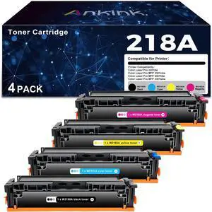 218A Toner Cartridges 4 Pack (with Chip) Compatible Replacement for HP 218 A W2180A 218X W2180X Work with Color Laserjet Pro 3201dw MFP 3301fdw 3301sdw 3301cdw Printer (Black Cyan Yellow Magenta)