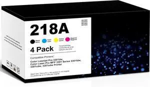 4-Pack 218A Toner Cartridges Set (with Chip) Replacement for HP 218A 218X W2180A Toner Compatible with Color Laserjet Pro MFP 3301fdw 3301cdw 3301sdw Pro 3201dw Printer High Yield Ink (BK/C/Y/M)