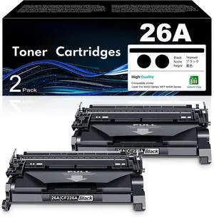26A Black Toner Cartridge 2-Pack with Chip Replacement for HP 26A CF226A 26X CF226X Toner Cartridge 26A Ink Work with Laser Pro M402n M402dne M402dn MFP M426fdw MFP M426fdn Printer Ink | CF226AD1