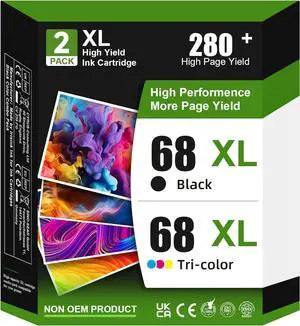 68 Ink Cartridges for Envy 6555e 6155e Ink Compatible with HP 68 Black Color Ink Cartridges Combo Pack Compatible with Envy 6552e 6555e 6155e 6152e 6558e 6552 e 6555 e Printer (1 Black,1 Tri-Color)