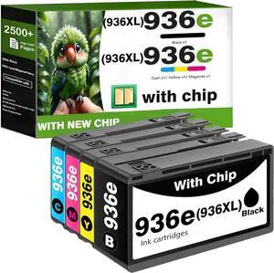936XL 936e Ink Cartridge with Chip Replacement for HP 936 Ink Cartridges Combo Pack Compatible for HP OfficeJet Pro 9125e 9135e 9110b 9128e 9130b OfficeJet 9122e 9120e Wide Format 9730e Printer(4Pack)