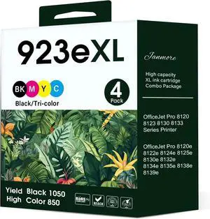 923XL 923e Ink Cartridge Compatible for HP 923 Ink Cartridges for hp Ink 923 hp923XL Combo Pack Compatible with OfficeJet Pro 8120 8122 8124 8125 8130 8132 8134 8135 8138 8139 Series Printer(BCMY)