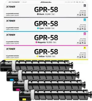 GPR-58 GPR58 High Yield Toner Cartridge 4-Pack Replacement for Canon ImageRunner Advance C256iF II C256iF III C356iF II C356iF III DX C257iF C357iF C359IF C259IF Printer Ink Black Cyan Magenta Yellow
