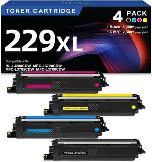 TN229XL 229XL TN229 High Yield Toner Cartridge Compatible Replacement for Brother TN229XL TN229 Works with Brother MFC-L3720CDW MFC-L3765CDW MFC-L3780CDW HL-L3220CDW HL-L3280CDW Printer (4-Pack)