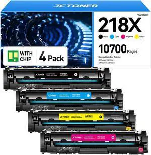 218X Toner Cartridge Set with chip 4-Pack High Yield Replacement for HP 218X W2180X W2181X W2182X W2183X 218A Compatible with HP Color LaserJet Pro MFP 3301cdw 3301fdw 3301sdw 3201dw Printer Ink Black