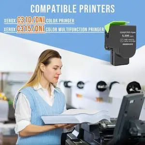 for Xerox C310 C315 Toner Cartridge,Cyan 5500 Pages Extra High Capacity Replacement 006R04365 Compatible 006R04357 Standard Ink Cartridge for Xerox C315DNI C310DNI Color Multifunction Printer (Cyan)