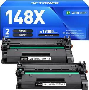 148X Black Toner Cartridge 2-Pack with chip High Yield Replacement for HP 148X W1480X 148A W1480A Compatible with HP LaserJet Pro MFP 4101dw 4101fdn 4101fdw 4001dn 4001dw 4001n 4001 4101 e Printer Ink