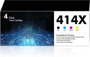 414X W2020X Toner Cartridges 4 Pack High Yield Replacement for 414X 414A W2020A Work for Color Pro MFP M479fdn M479fdw M454dw M454dn M454 M479 Printer Ink (Black Cyan Yellow Magenta, with Chip)