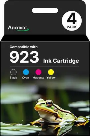 923 Ink Cartridges for HP Printers Replacement for HP 923 Ink Cartridges Combo Pack Without Chip 6C3Y6LN Works for OfficeJet 8122e Pro 8135e 8139e 8138e Printer Black Cyan Magenta Yellow (4-Pack)