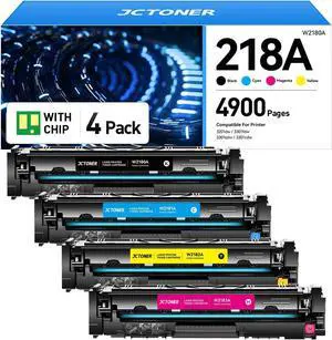 218A Toner Cartridge Set (with chip 4-Pack) Replacement for HP 218A W2180A W2181A W2182A W2183A 218X W2180X Compatible with HP Color Laserjet Pro MFP 3301cdw 3301fdw 3301sdw 3201dw Printer Ink Black