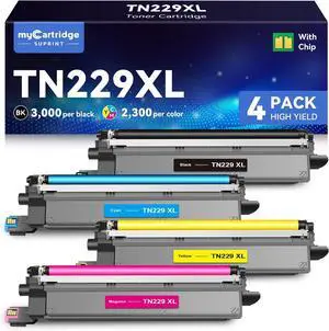 myCartridge SUPRINT TN229XL Toner Cartridge 4 Pack Replacement for Brother TN229 TN229XL Toner Compatible with MFC-L3780CDW MFC-L3720CDW HL-L3220CDW HL-L3280CDW HL-L3300CDW Printer (TN229XLBK/C/M/Y)