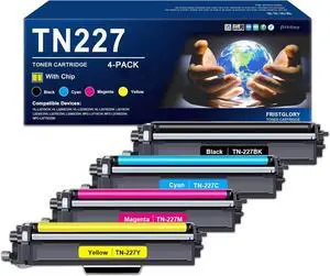 TN227 Toner Cartridge High-Yield | Replacement for Brother TN-227BK/C/M/Y Compatible with MFC-L3750CDW MFC-L3770CDW HL-L3210CW HL-L3290CDW HL-L3230CDW 4-Pack (1 Black/1 Cyan/1 Yellow/1 Magenta)