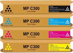 MP C300 C400 C401 Toner Cartridge Bundle High Yield Compatible for Ricoh 841724, 841725, 841726, 841727 Toner for Aficio Savin C300 C400 C401 C230 C240 LD130C LD140C Printer Ink 4-Pack (BK/C/M/Y)