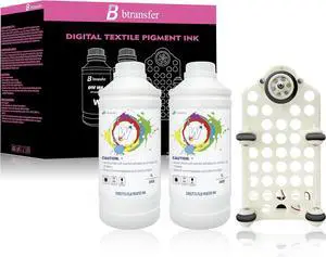 DTF White Ink,Premium DTF Ink Prevent Sedimentation Heat Transfer Film Direct to Film T-Shirt Printing for Epson Printhead L1800 I3200 XP600 High Whiteness & Coverage(2x1000ML White Ink+Ink Shaker)