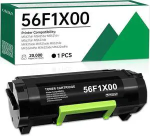 56F1X00 Extra High Yield Black Remanufactured Toner Cartridge Replacement for Lexmark 56F1X00 Toner 20,000 Pages for Lexmark MS421 MX421 MS521 MX521 MX522 MS621 MS622 MX622 Laser Printer (1 Pack)